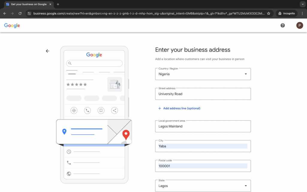 How to set up Google Business Profile: STEP 7 - Submit a business address