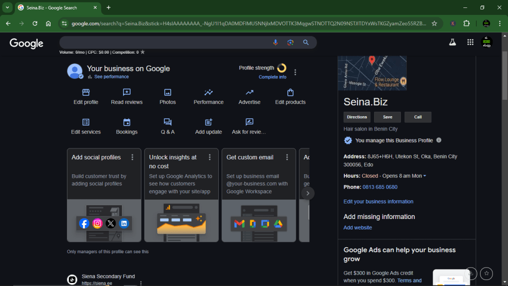 Google Business Profile optimisation - TIP 1. EDIT PROFILE