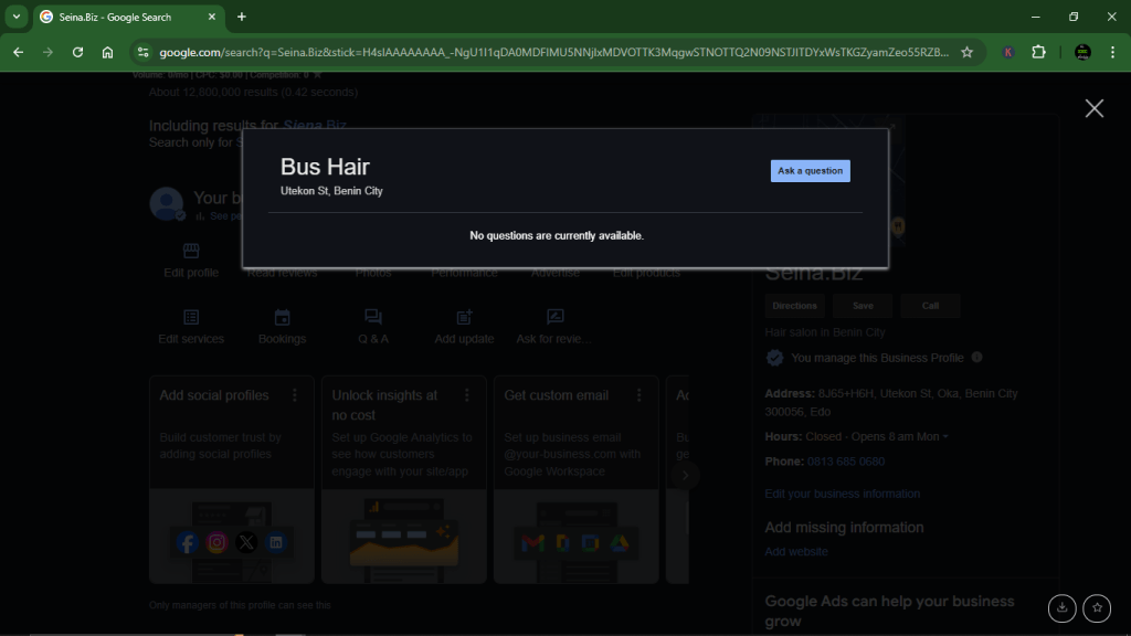How to optimise salon Google Business Profile - TIP 6. Q&A