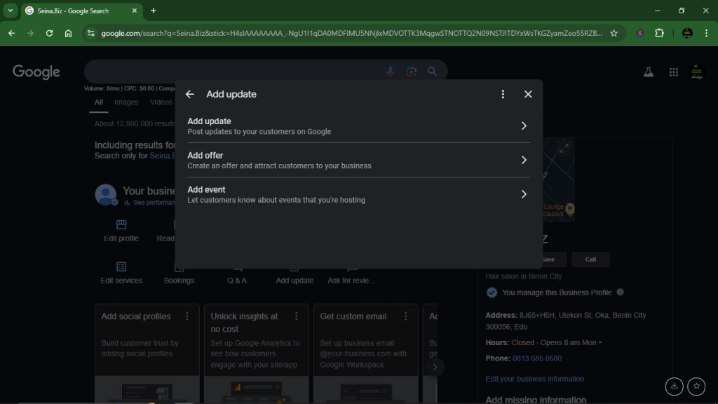 Google Business Profile optimisation - Tip 7. ADD UPDATE